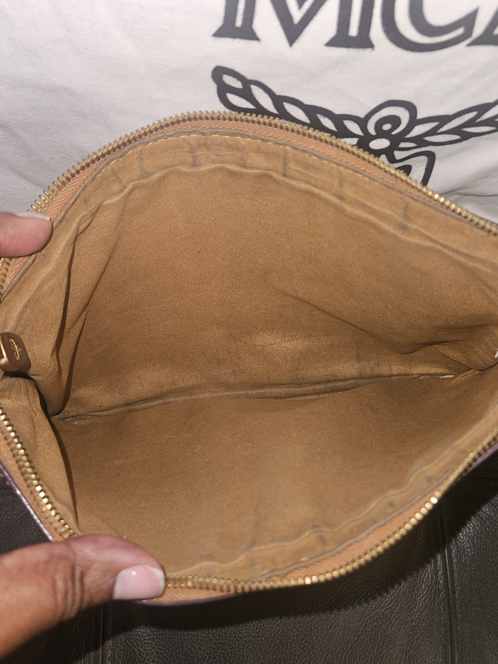 MCM Cognac Visetos Logo Tote W/ Pouch - Picture 10 of 12